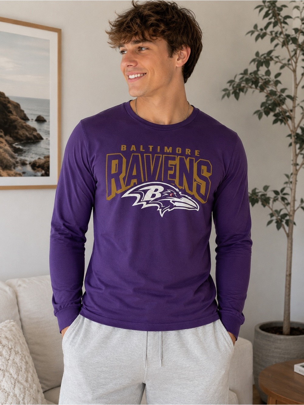 NFL Team Apparel Baltimore Ravens Long Sleeve Tee Small